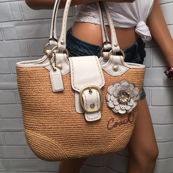 Coach Handbags - Rare Coach straw tote bag